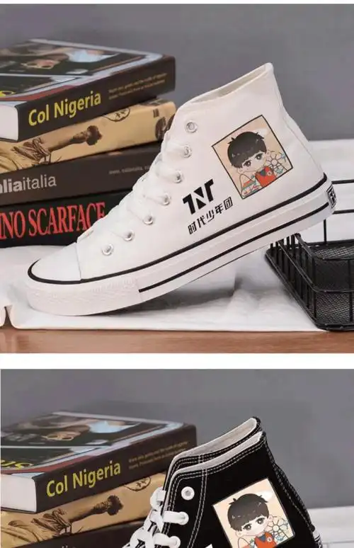 【秋季新款】时代少年团马嘉祺同款鞋同款应援鞋子高帮帆布鞋tnt手绘