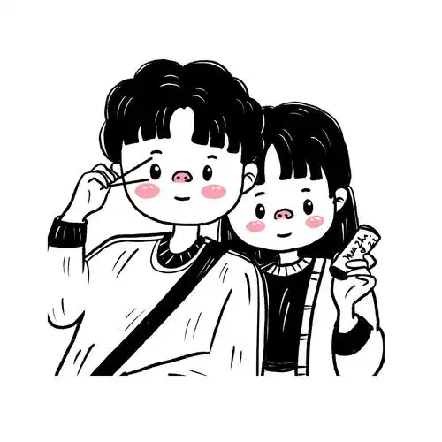 黑白情侣头像可爱|插画|创作习作|花栀子吖_原创作品-站酷zcool