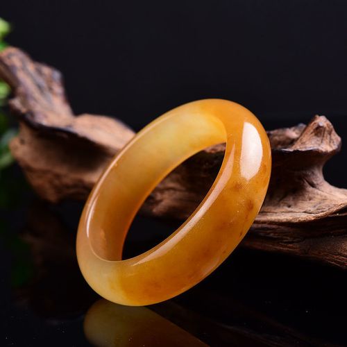 黄龙玉俏色新疆天然金丝玉手镯女款黄翡色招财旺夫玉镯老料镯玉石