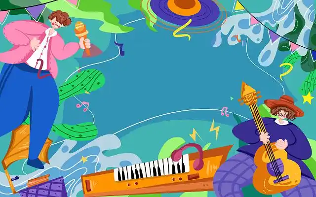 音乐节欢乐卡通海报插画扁平音乐节插画