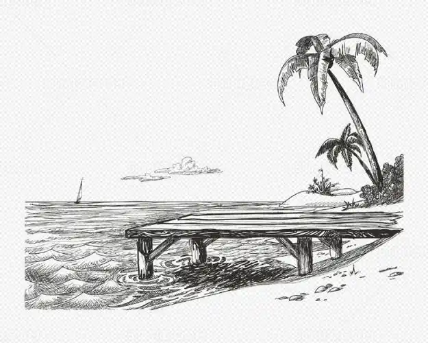 乡间小路素描铅笔画 教育资讯  风景简笔画沙滩简笔画风景 儿童画海边