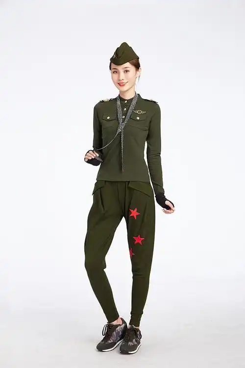 水兵舞服装全新女套装2018新款立领长袖纯棉t恤马老师同款