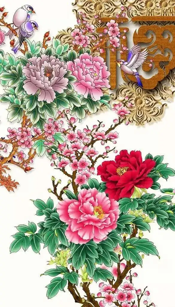 花开富贵,瑞气盈庭门兴旺