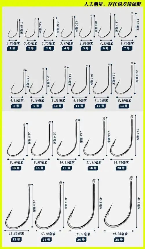 丸世鱼钩长柄日本有倒刺散装鱼钓鲫鱼海钓歪嘴细条钩e4