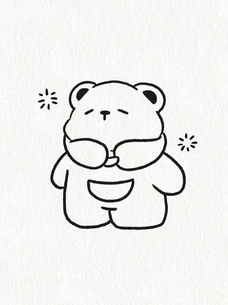 简笔画day-冬日小熊.简笔画教程|冬天就要带上围脖01|# - 抖音