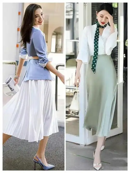 一件宝蓝色的西服外套,搭配相对轻薄的面料,就成为夏日最高级的穿搭.