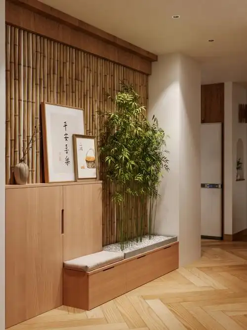 入户玄关|玄关设计 |换鞋凳 |鞋柜|入户走廊|原木风#装修 #走廊设计