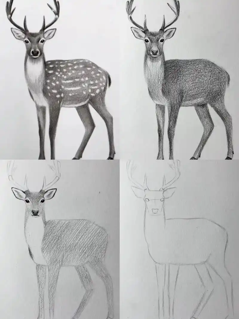 简单又好学的素描梅花鹿🦌附绘画详情.#一起学画画 #素描教