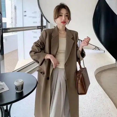 春秋季2024新款卡其色感超好看气质风衣外套女款中长款大衣-阿里巴巴