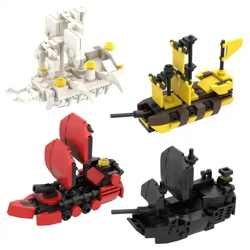 跨境moc迷你海盗船系列拼装小颗粒积木黑珍珠艾伦号摆件一件代发