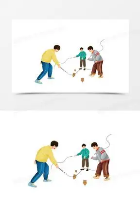 卡通手绘打陀螺小游戏元素