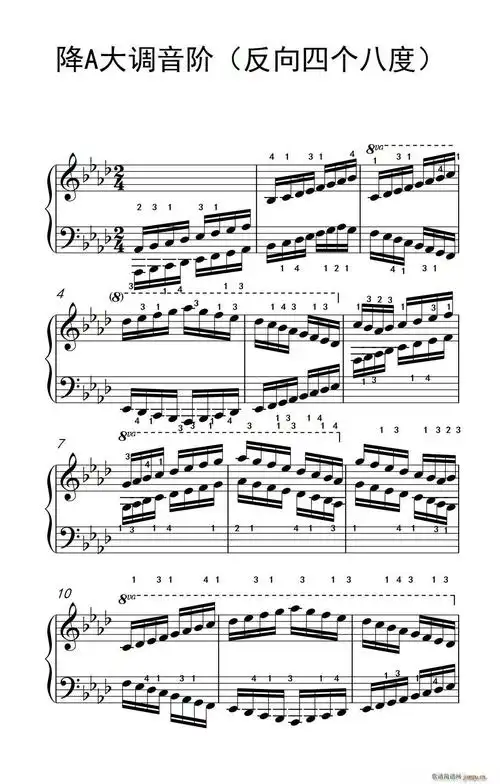 降a大调音阶反向四个八度孩子们的钢琴音阶和弦与琶音2