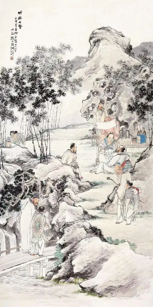 精品国画《竹林七贤》欣赏