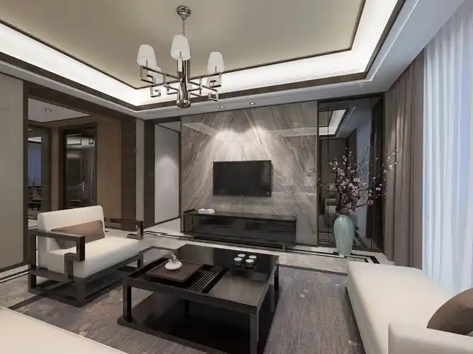 新中式风格电视背景墙装修效果图