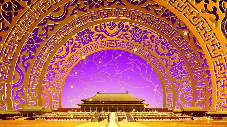 4k紫色中国风故宫唯美圆环视频背景ae模板古风宫廷背景下载 - 觅知网