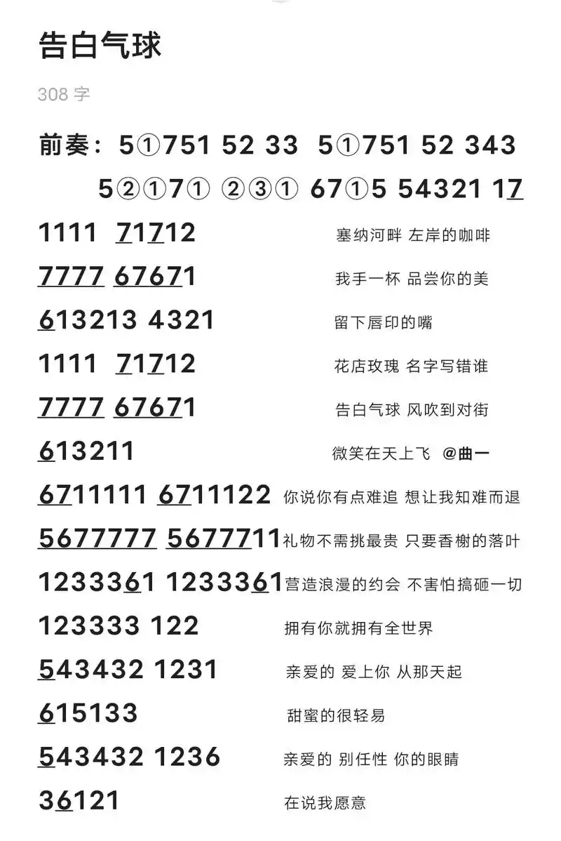 网易通用琴谱.告白气球 兰亭序 千里之外 钢琴简谱新手#周杰 - 抖音