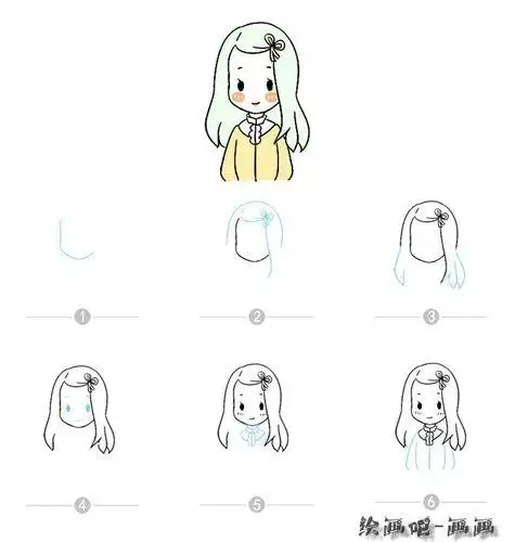 卡通学校女孩简笔画