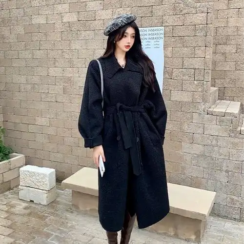 加厚保暖大衣气质通勤宽松中长款上衣2021毛呢英伦风衣外套女冬季