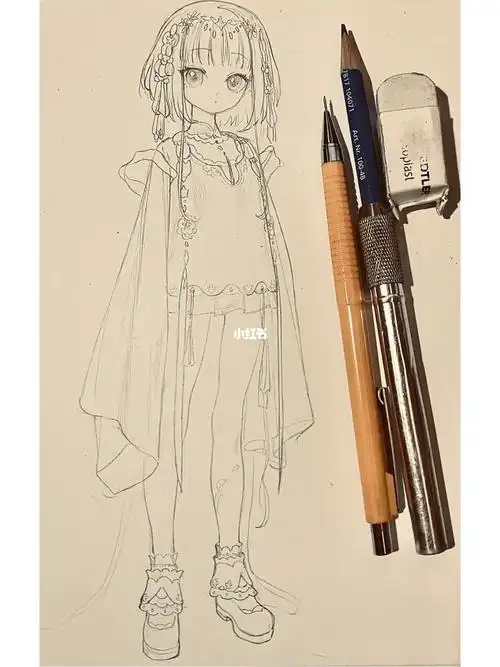 铅笔画少女