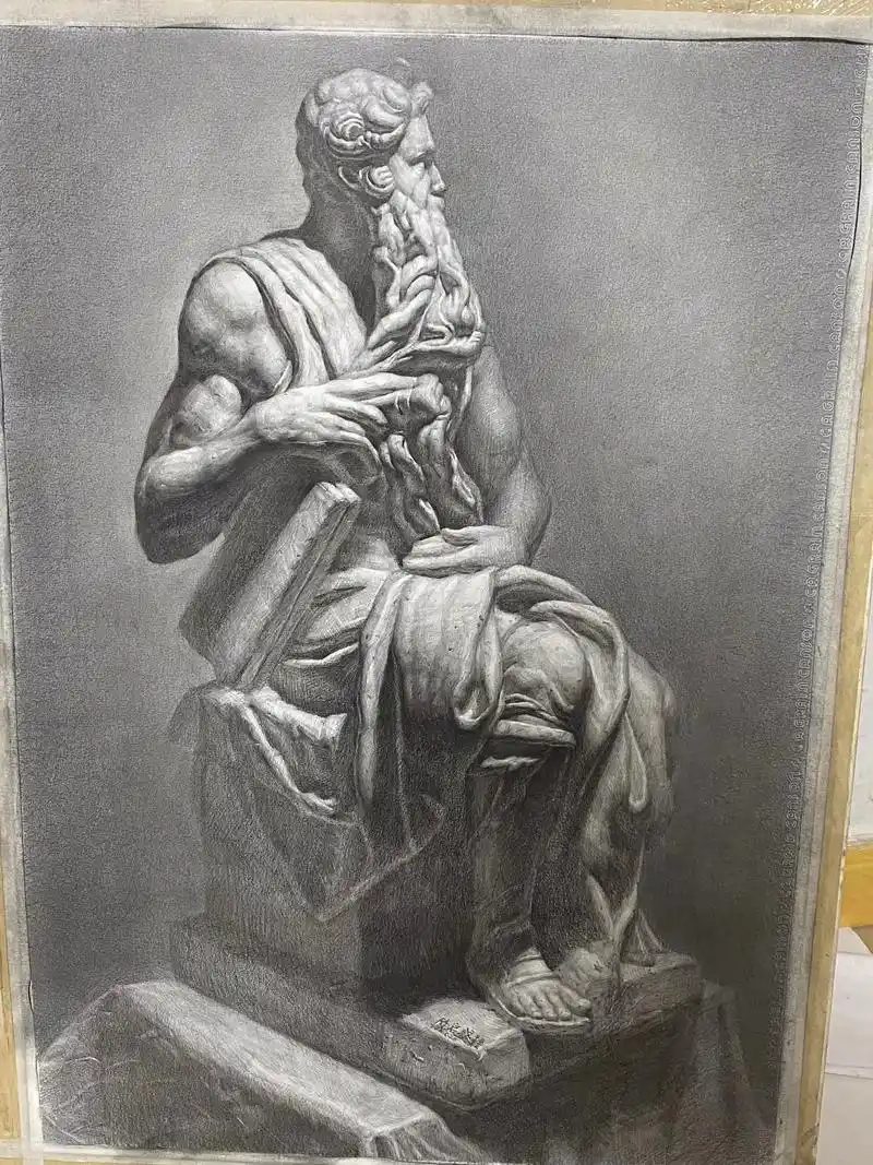 画一张摩西石膏像#美术生 #素描 #联考 #集训 ##画画 - 抖音