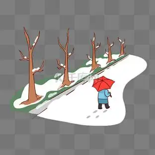 雪中漫步踏雪人物