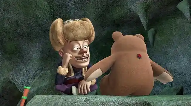 光头强真可爱,看到会说话的呆呆熊,还能和一起对话呢!