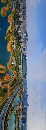 手机横过来,看看成都的全景照片