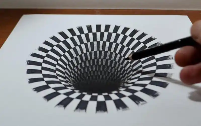 【3d绘画】如何画一个纸上的黑洞drawing a hole
