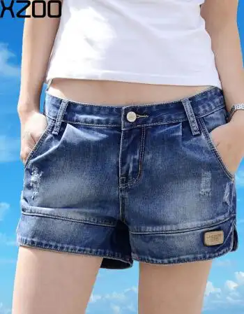 牛仔短裤女宽松高腰运动休闲女士大码宽松热裤子2016夏季新款 深蓝色