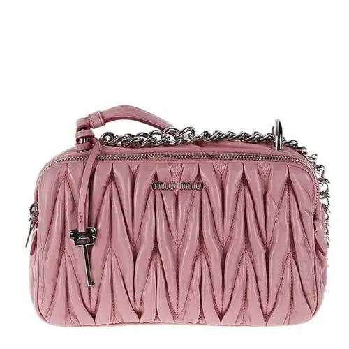 【包邮包税】miumiu/缪缪  2016春夏新品女士粉红色羊皮两用包单肩包