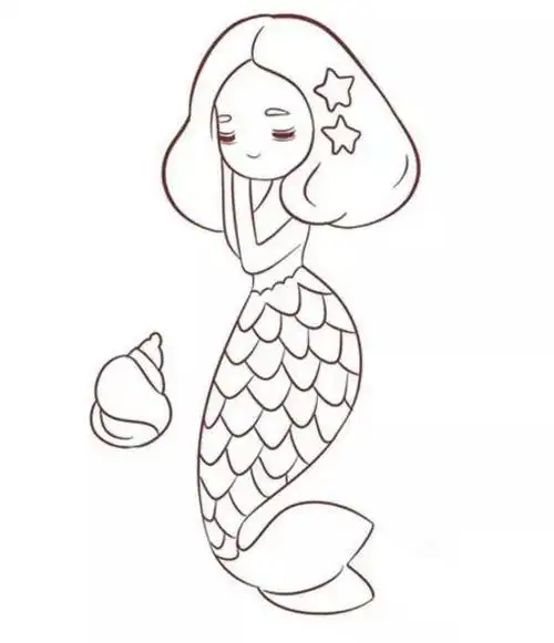 一步一步教我画简笔画美人鱼