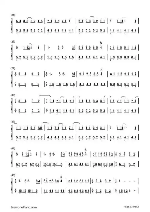 one day-海贼王 op13双手简谱预览2