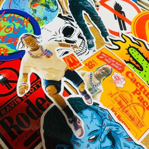 travisscott嘻哈说唱dj音乐行李箱滑板手机笔记本笔记本个性小贴纸