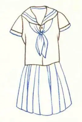 校服的色铅笔简笔画画法步骤02