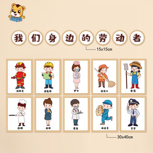 幼儿园各行各业职业主题环创布置装饰防水墙贴纸我们身边的劳动者