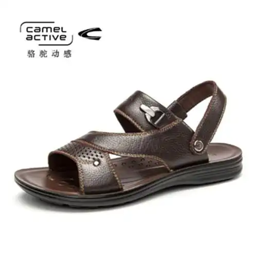 骆驼动感皮凉鞋男真皮韩版休闲鞋2017新款牛皮夏季清仓两用沙滩鞋