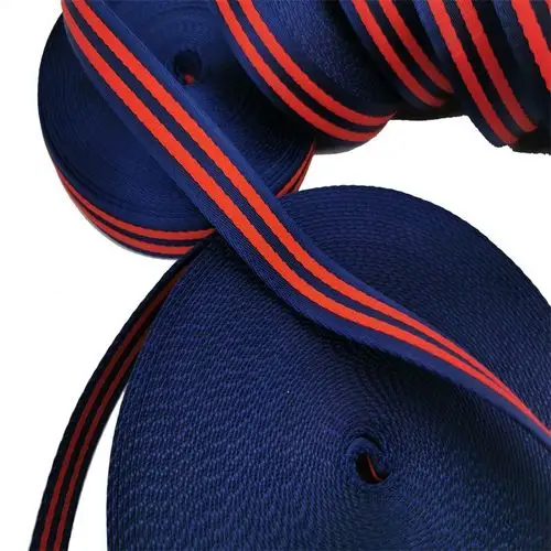 蓝红蓝红蓝间色尼龙织带斜纹带表业表带用织带鞋材缝边带6分织带