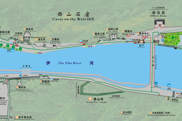 (景区游览图,来自龙门石窟官网)龙门石窟从北魏孝文帝迁都洛阳时开始
