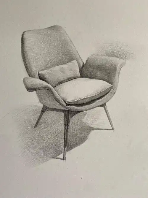 发个素描小沙发作画过程