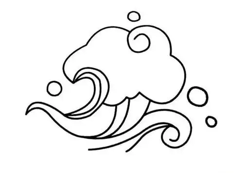 汹涌的大海简笔画色彩