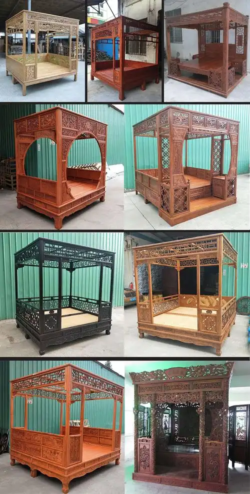 中式拔步床 中式仿古架子床实木踏步床宫廷拔步床卯榫千工婚床木 雕花