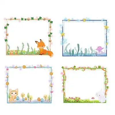 手绘卡通手帐边框卡通动物创意边框png素材