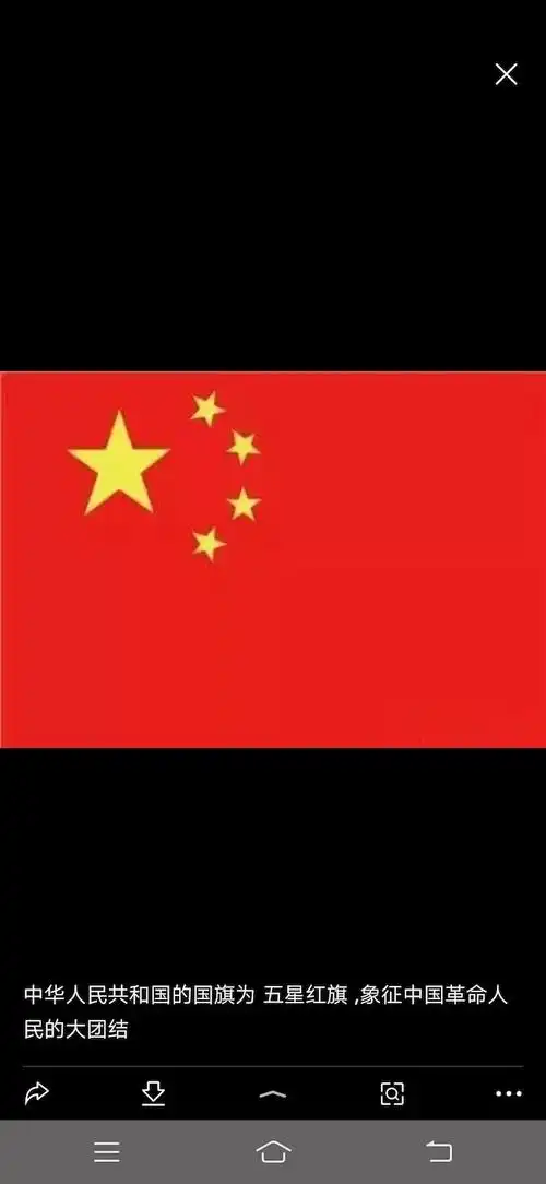 让幼儿认识国旗,旗面为正方形,旗面为红色,左上方缀着五颗黄色的