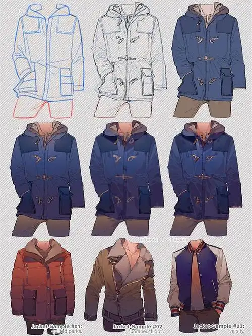 各种风格的男生服装画法