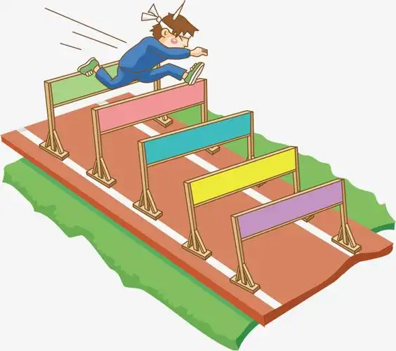 女运动员跨栏比赛飞跃彩铅绘画png元素