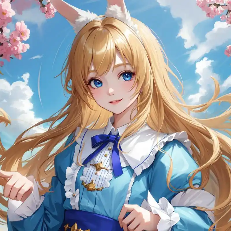 ai绘画# #ai二次元# 兔兔耳朵的女孩,活蹦乱跳!#新手扶苗计划