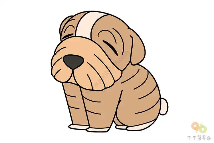中国沙皮犬简笔画教程_狗简笔画