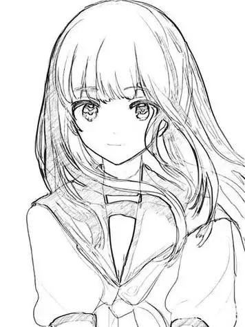 铅笔画漫画人物女孩全身可爱型铅笔画漫画人物女孩上身绘画图片铅笔画