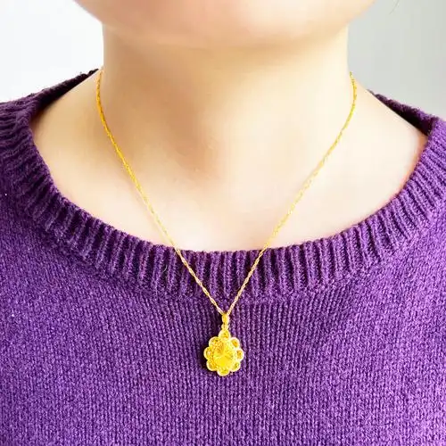 正品黄金项链9999足金女款套链纯金链子水滴形心形2022新款时尚5g