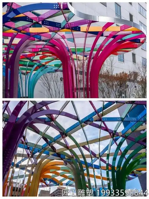 彩色树丛不锈钢公共装置雕塑 公共艺术景观小品